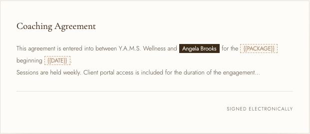 Y.A.M.S. Wellness signed coaching agreement